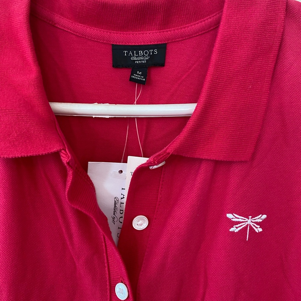 Talbots NEW Fuchsia Polo Maxi Dress Dragonfly Detail, Women’s Sz M Petite - Picture 4 of 9